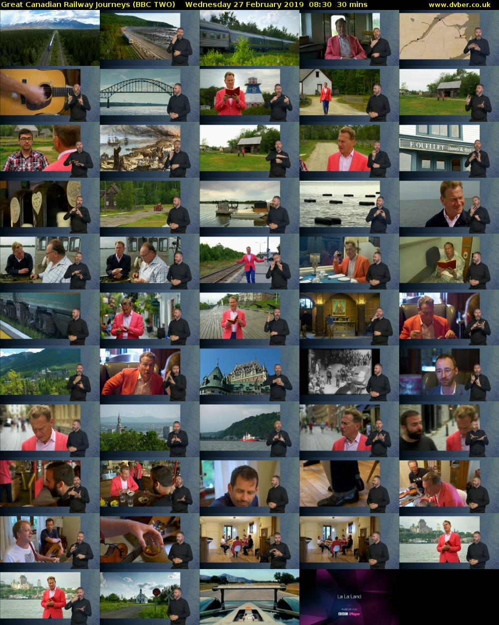 Great Canadian Railway Journeys (BBC TWO) Wednesday 27 February 2019 08:30 - 09:00