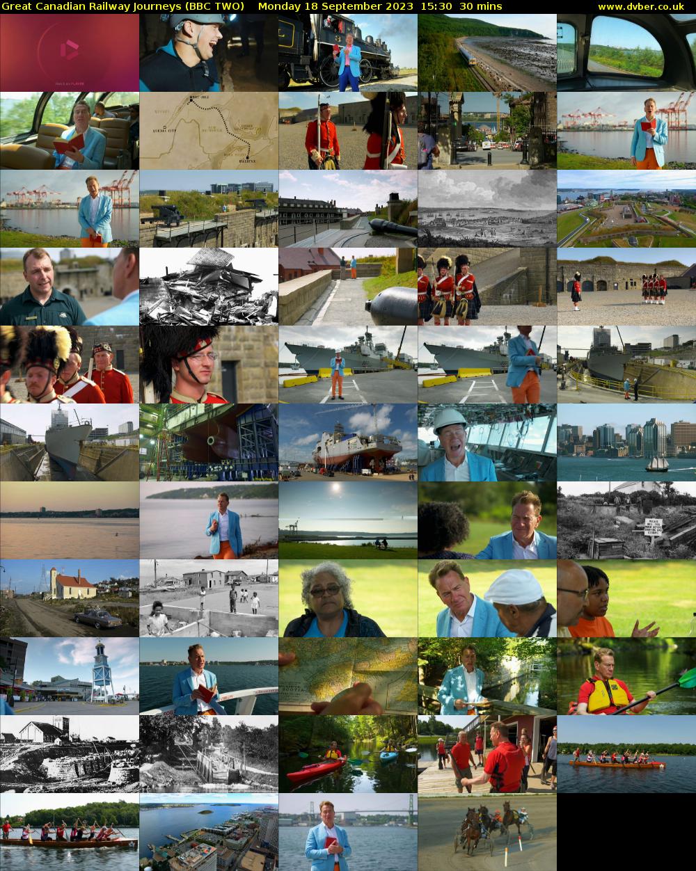 Great Canadian Railway Journeys (BBC TWO) Monday 18 September 2023 15:30 - 16:00
