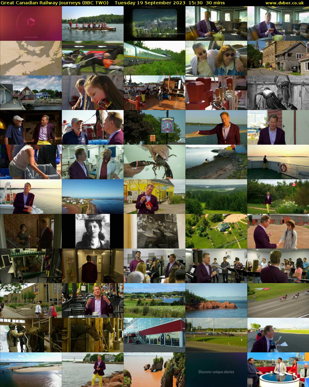 Great Canadian Railway Journeys (BBC TWO) Tuesday 19 September 2023 15:30 - 16:00