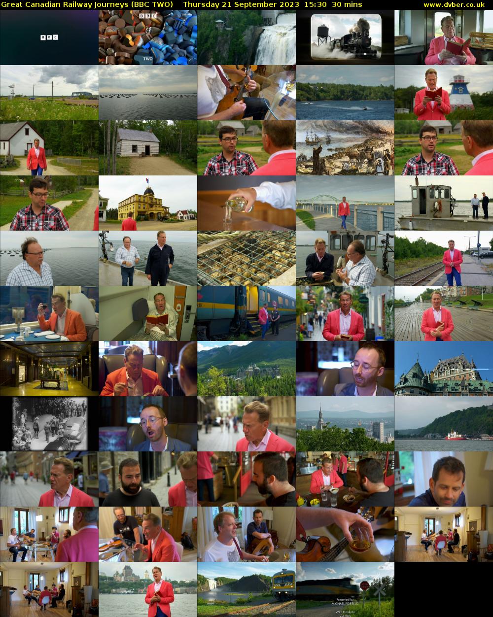 Great Canadian Railway Journeys (BBC TWO) Thursday 21 September 2023 15:30 - 16:00