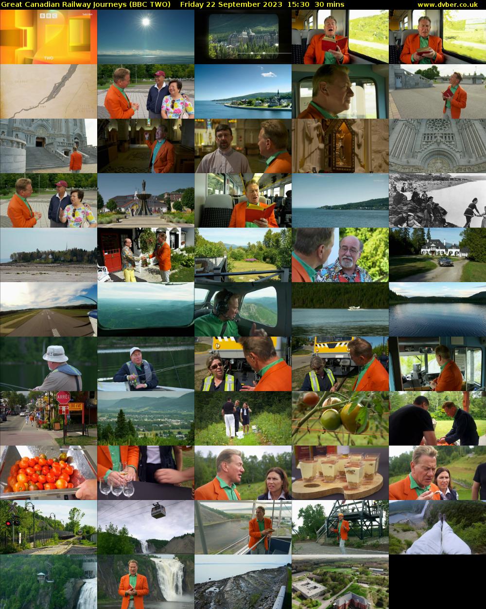 Great Canadian Railway Journeys (BBC TWO) Friday 22 September 2023 15:30 - 16:00