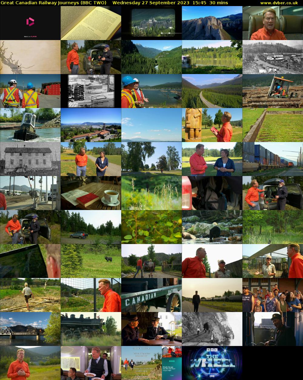 Great Canadian Railway Journeys (BBC TWO) Wednesday 27 September 2023 15:45 - 16:15