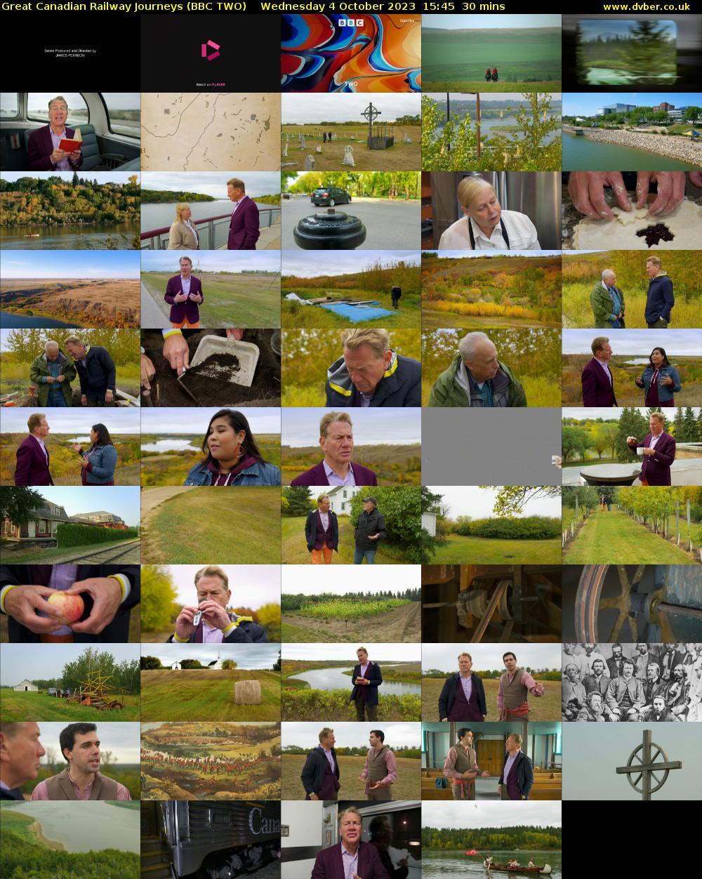 Great Canadian Railway Journeys (BBC TWO) Wednesday 4 October 2023 15:45 - 16:15