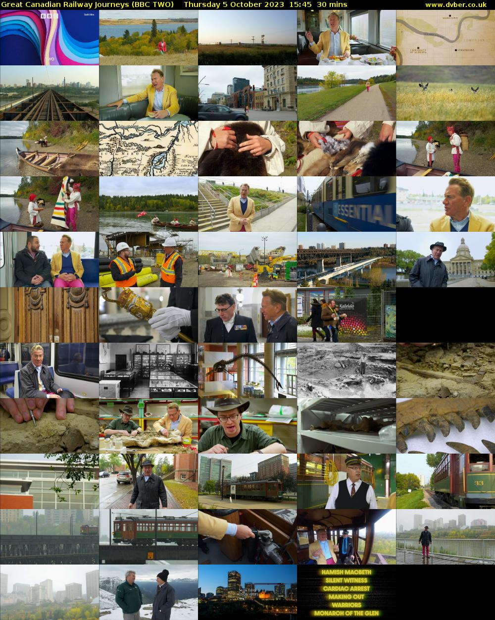 Great Canadian Railway Journeys (BBC TWO) Thursday 5 October 2023 15:45 - 16:15