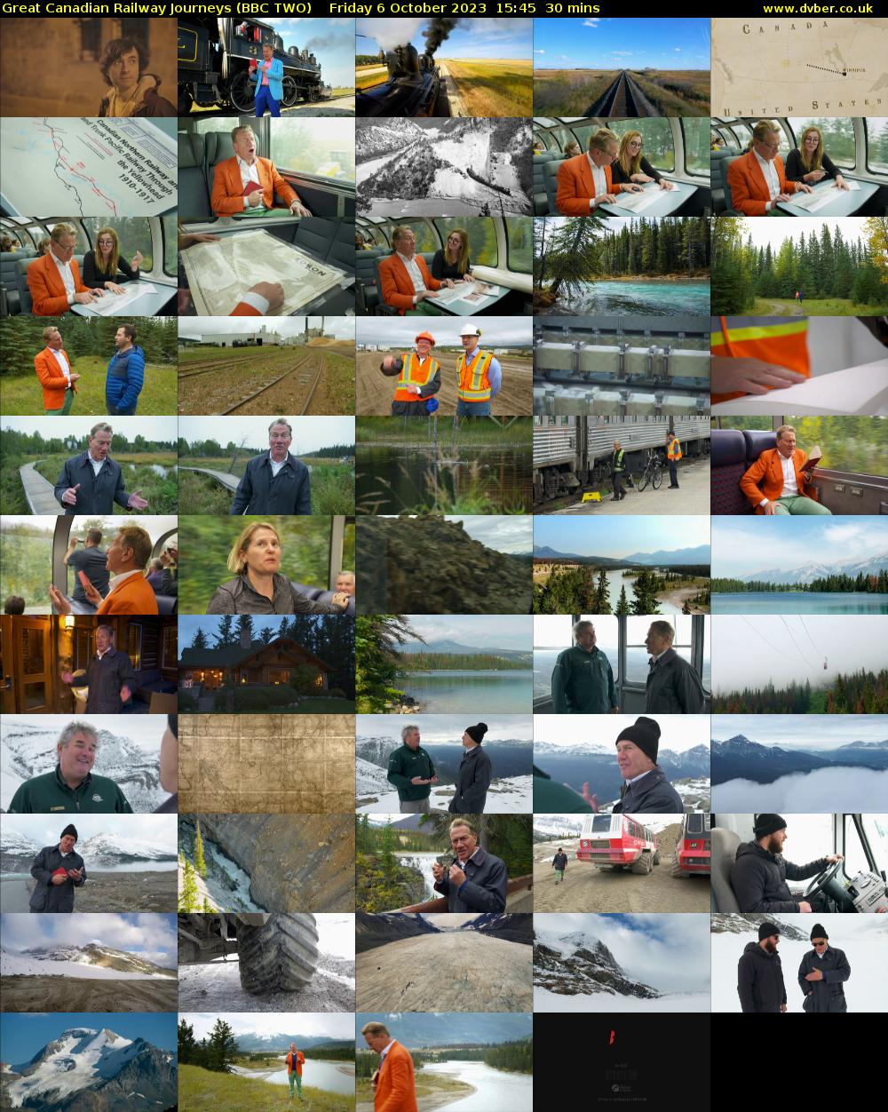 Great Canadian Railway Journeys (BBC TWO) Friday 6 October 2023 15:45 - 16:15