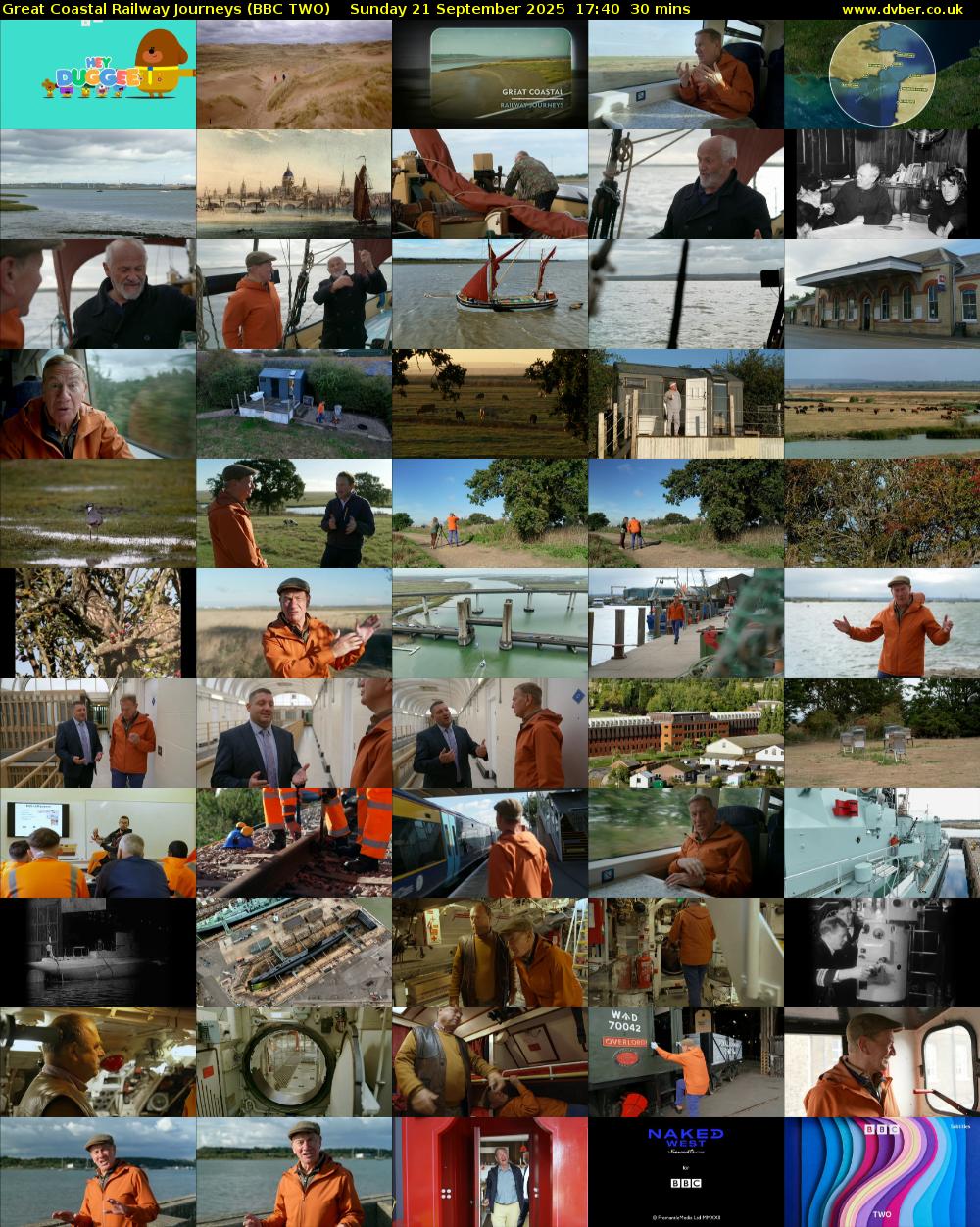 Great Coastal Railway Journeys (BBC TWO) Sunday 21 September 2025 17:40 - 18:10