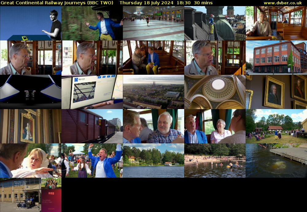 Great Continental Railway Journeys (BBC TWO) Thursday 18 July 2024 18:30 - 19:00