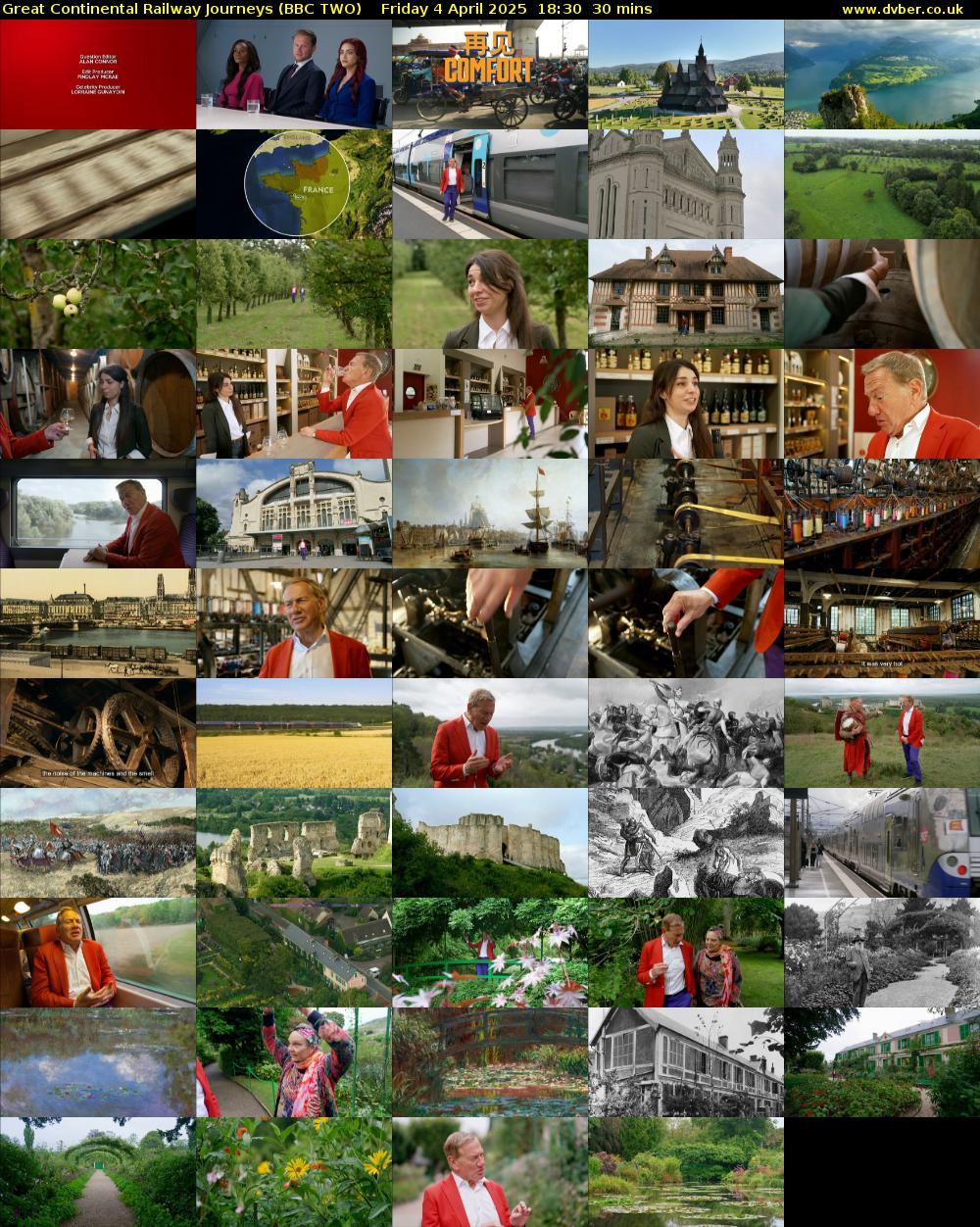 Great Continental Railway Journeys (BBC TWO) Friday 4 April 2025 18:30 - 19:00