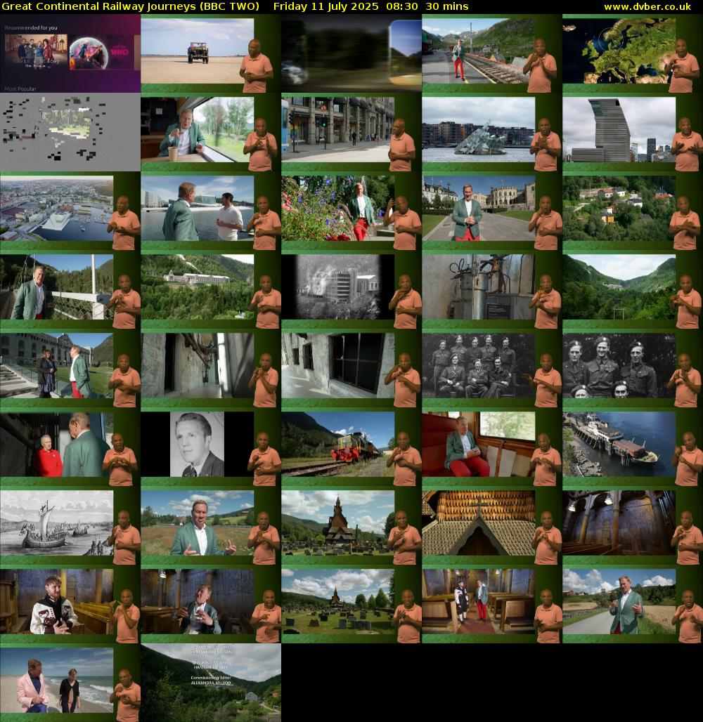 Great Continental Railway Journeys (BBC TWO) Friday 11 July 2025 08:30 - 09:00