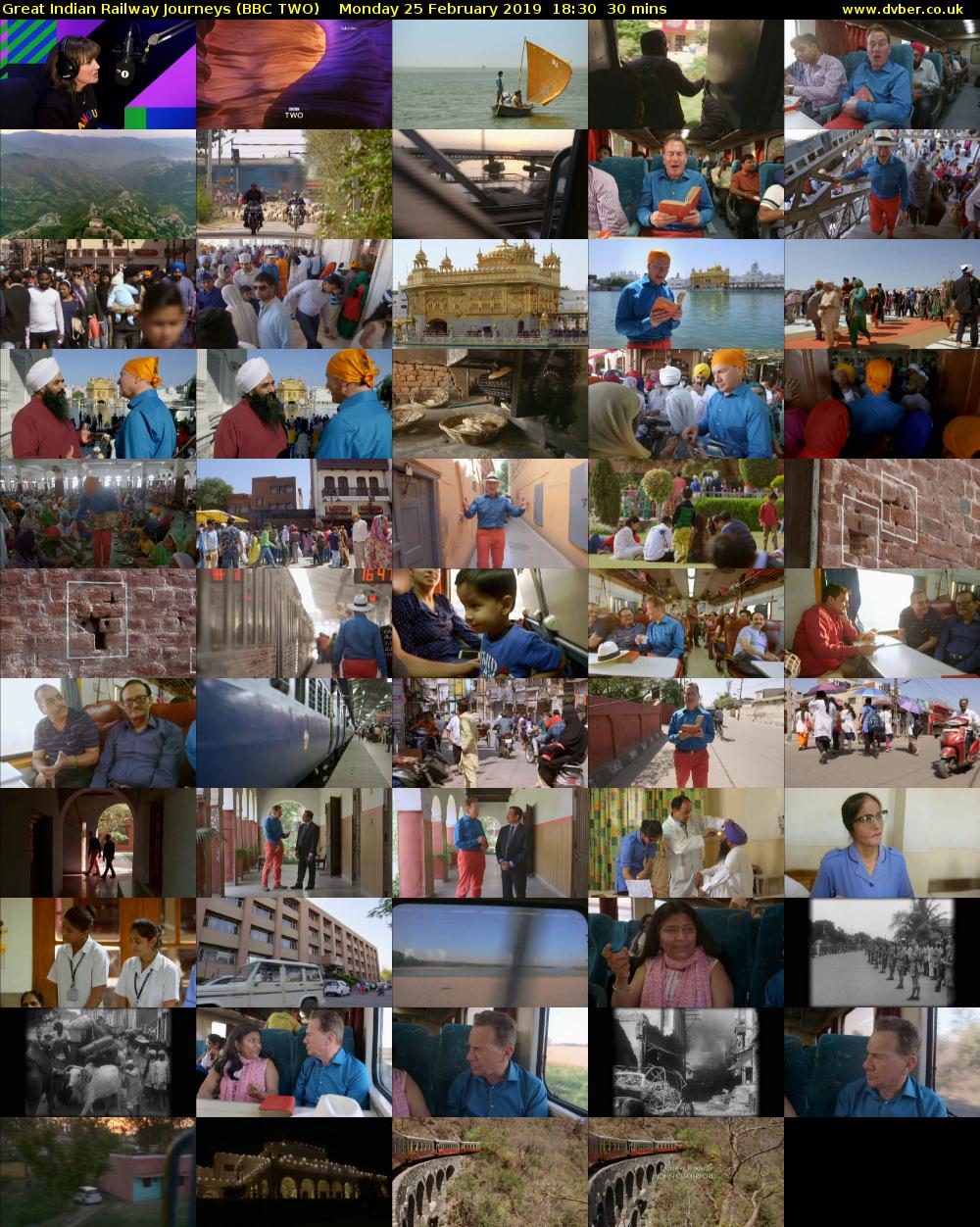 Great Indian Railway Journeys (BBC TWO) Monday 25 February 2019 18:30 - 19:00