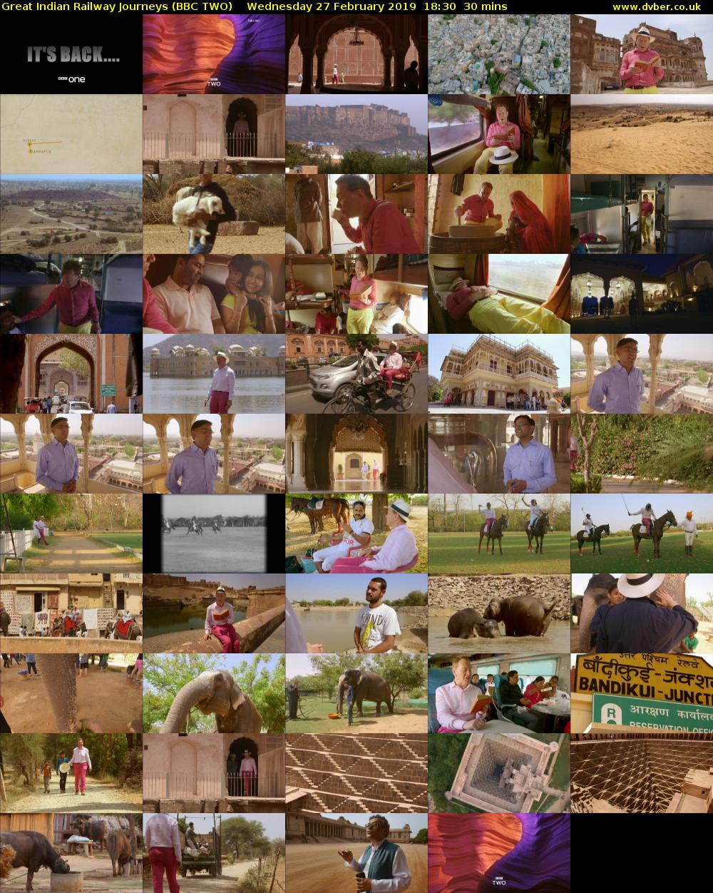 Great Indian Railway Journeys (BBC TWO) Wednesday 27 February 2019 18:30 - 19:00