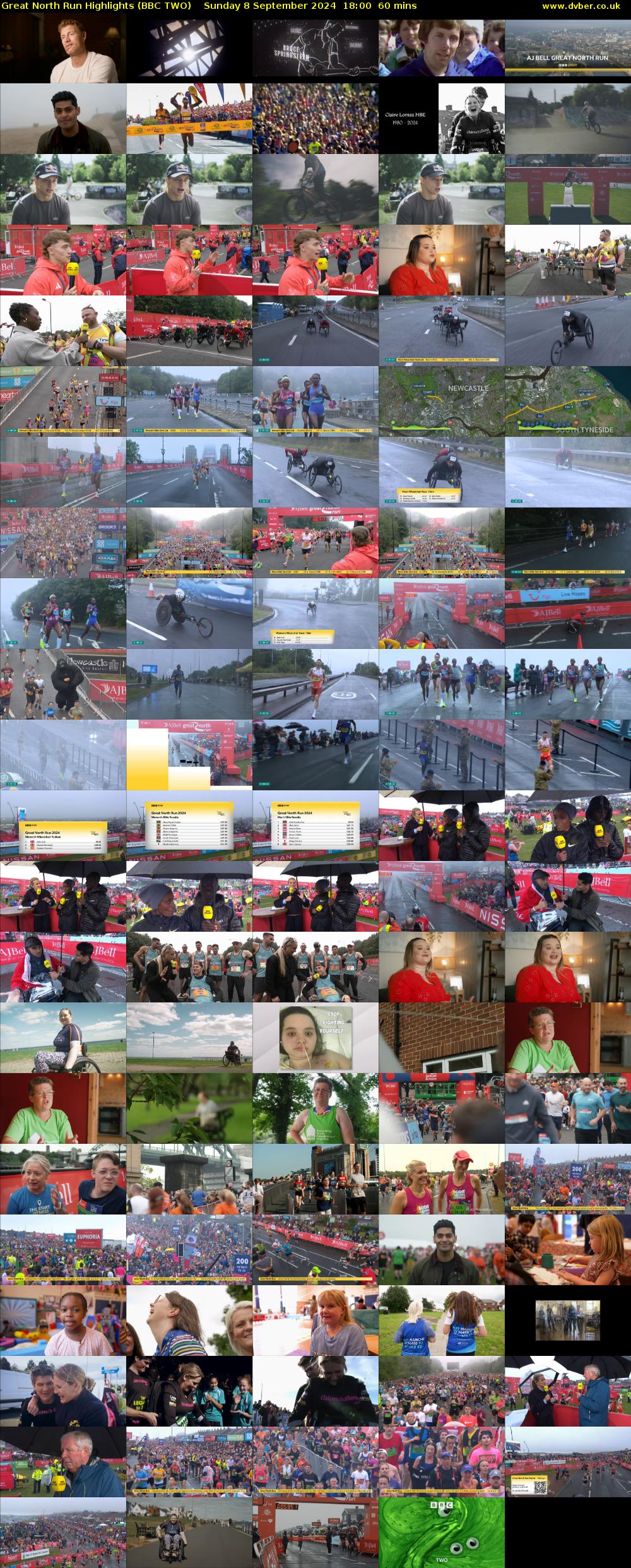 Great North Run Highlights (BBC TWO) Sunday 8 September 2024 18:00 - 19:00