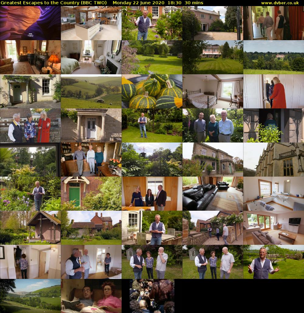 Greatest Escapes to the Country (BBC TWO) Monday 22 June 2020 18:30 - 19:00