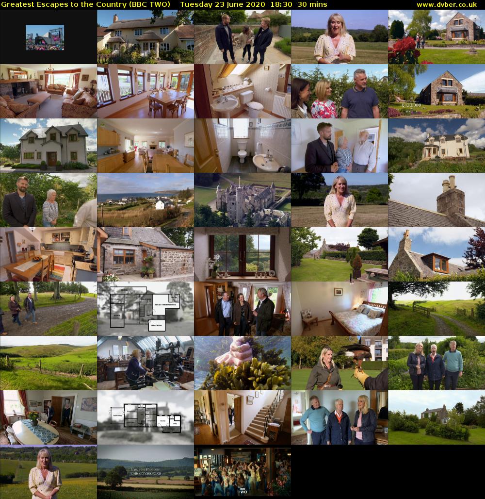 Greatest Escapes to the Country (BBC TWO) Tuesday 23 June 2020 18:30 - 19:00