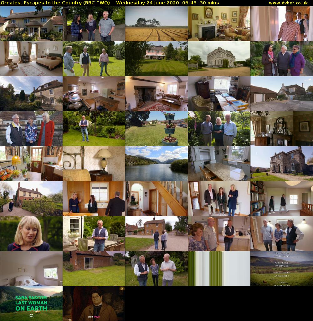 Greatest Escapes to the Country (BBC TWO) Wednesday 24 June 2020 06:45 - 07:15