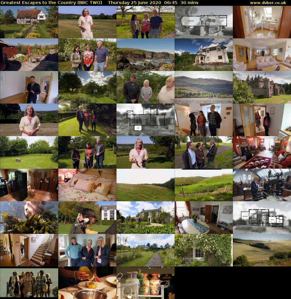 Greatest Escapes to the Country (BBC TWO) Thursday 25 June 2020 06:45 - 07:15