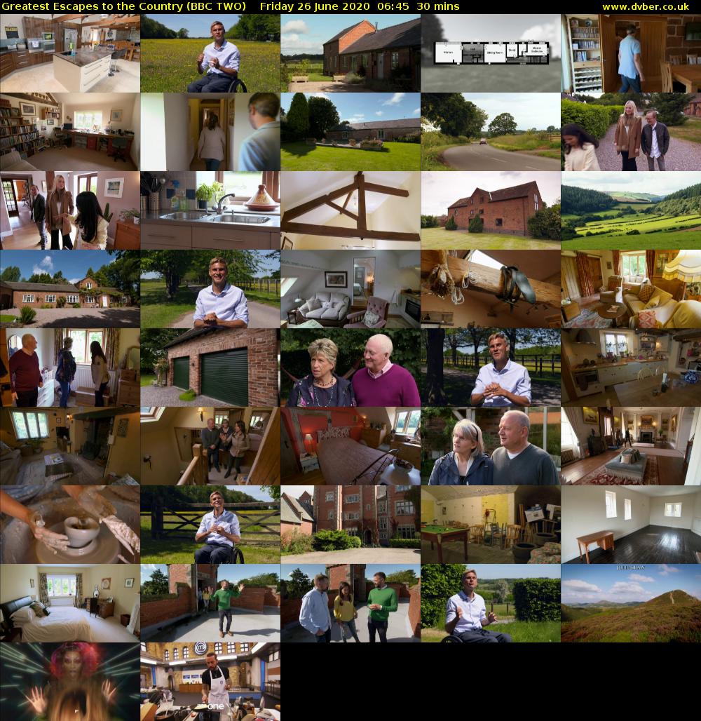 Greatest Escapes to the Country (BBC TWO) Friday 26 June 2020 06:45 - 07:15