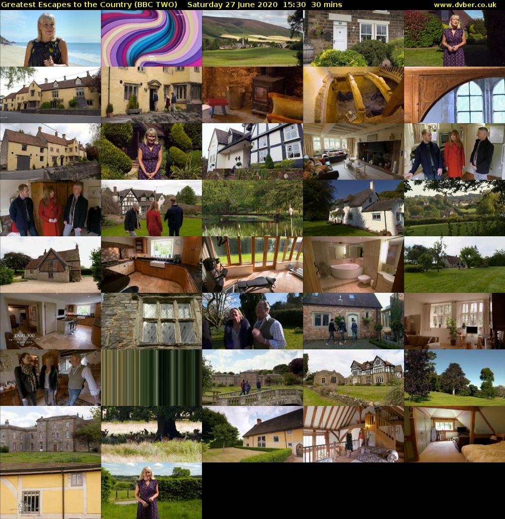 Greatest Escapes to the Country (BBC TWO) Saturday 27 June 2020 15:30 - 16:00
