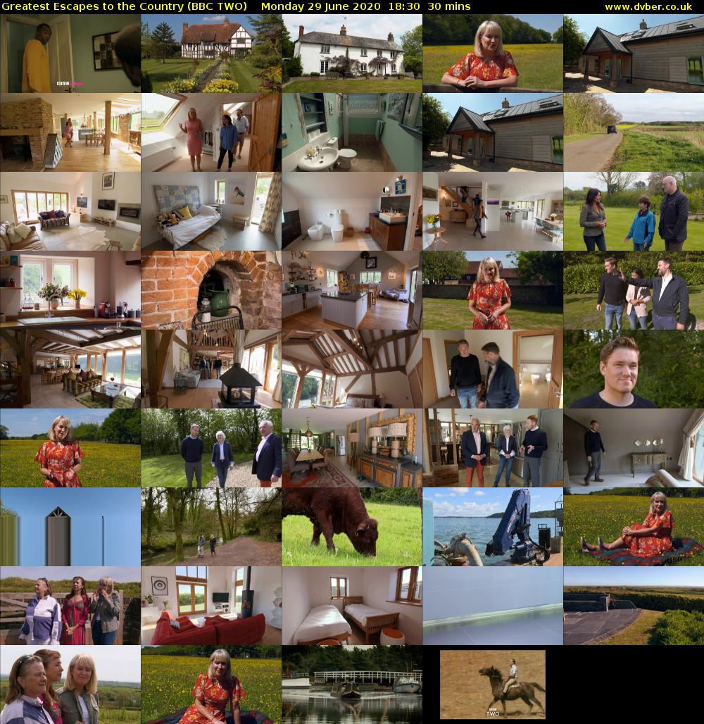 Greatest Escapes to the Country (BBC TWO) Monday 29 June 2020 18:30 - 19:00