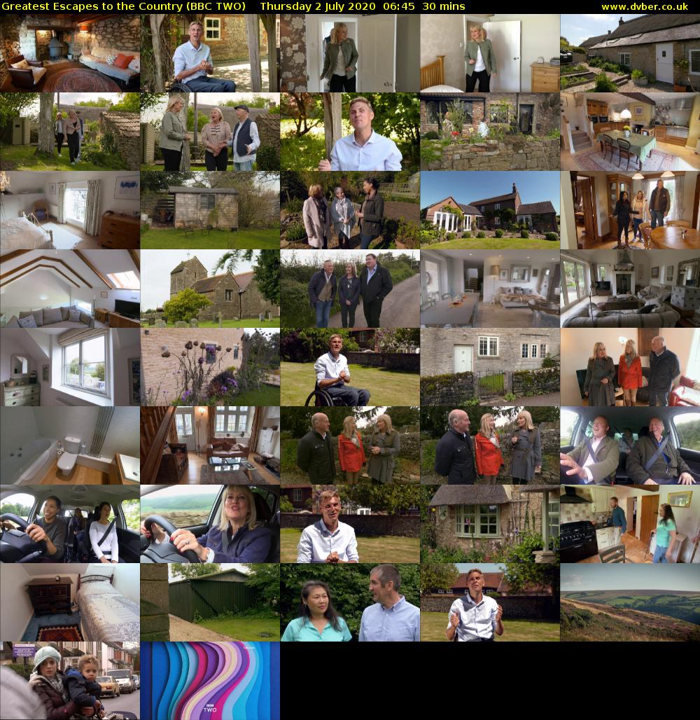 Greatest Escapes to the Country (BBC TWO) Thursday 2 July 2020 06:45 - 07:15