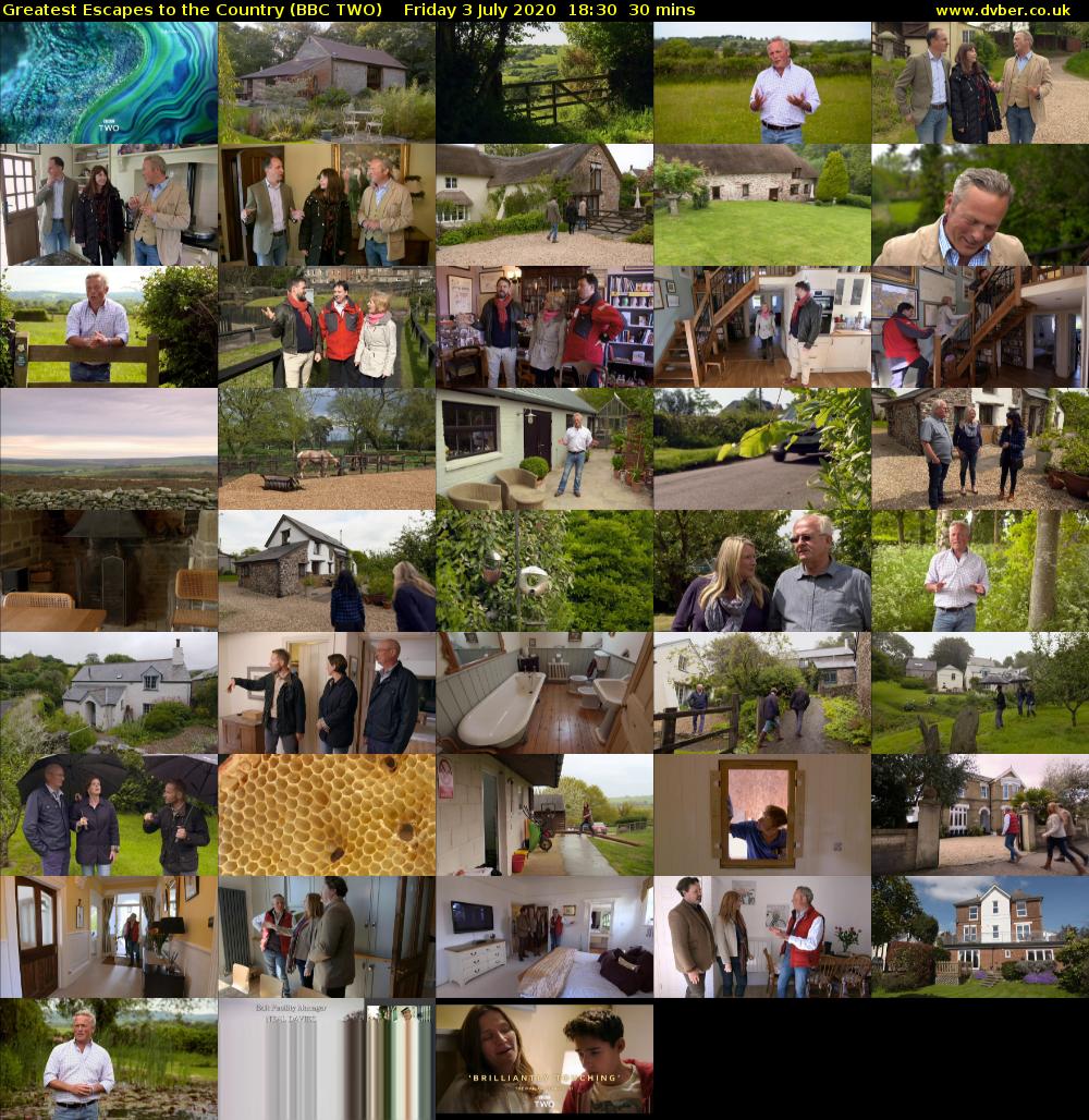 Greatest Escapes to the Country (BBC TWO) Friday 3 July 2020 18:30 - 19:00
