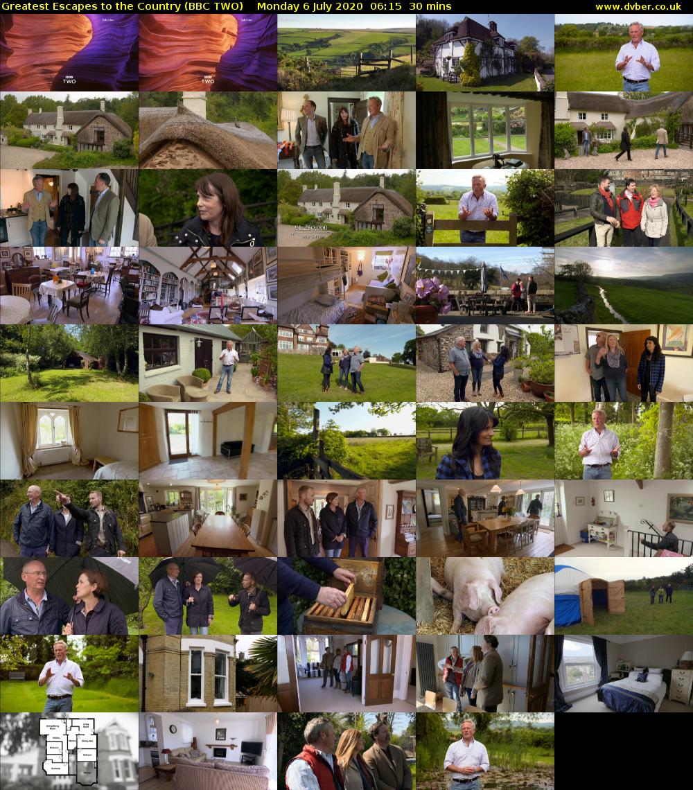 Greatest Escapes to the Country (BBC TWO) Monday 6 July 2020 06:15 - 06:45