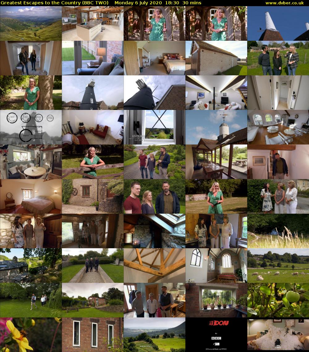 Greatest Escapes to the Country (BBC TWO) Monday 6 July 2020 18:30 - 19:00
