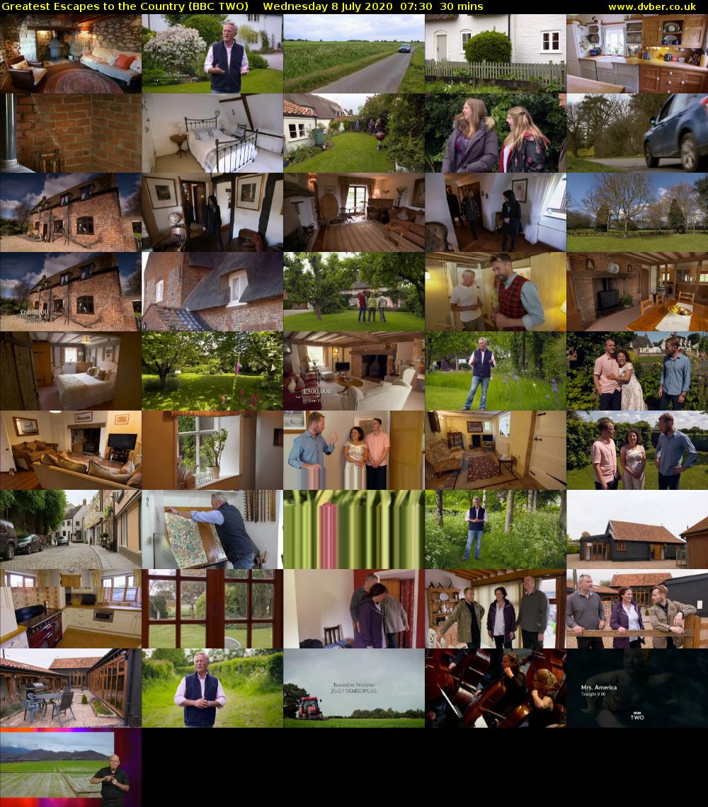 Greatest Escapes to the Country (BBC TWO) Wednesday 8 July 2020 07:30 - 08:00
