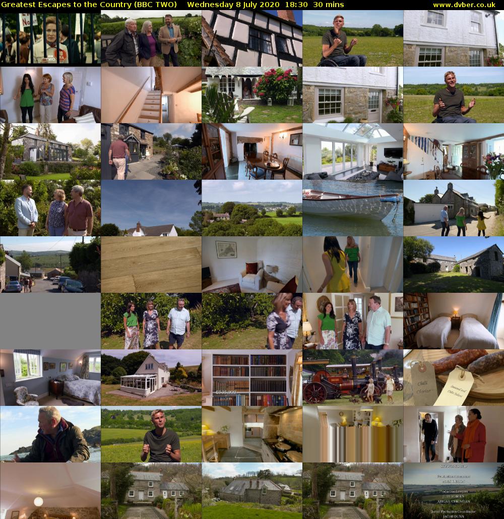 Greatest Escapes to the Country (BBC TWO) Wednesday 8 July 2020 18:30 - 19:00