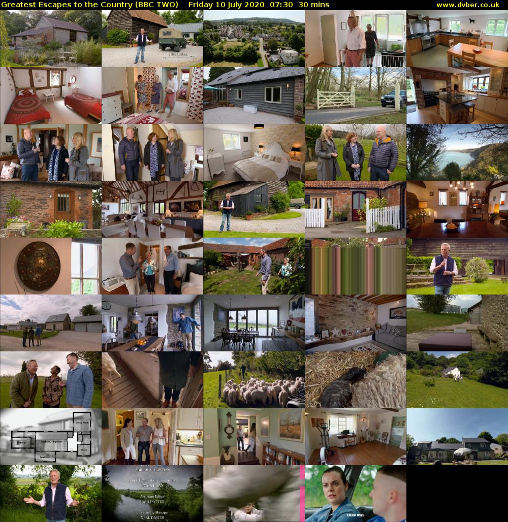 Greatest Escapes to the Country (BBC TWO) Friday 10 July 2020 07:30 - 08:00