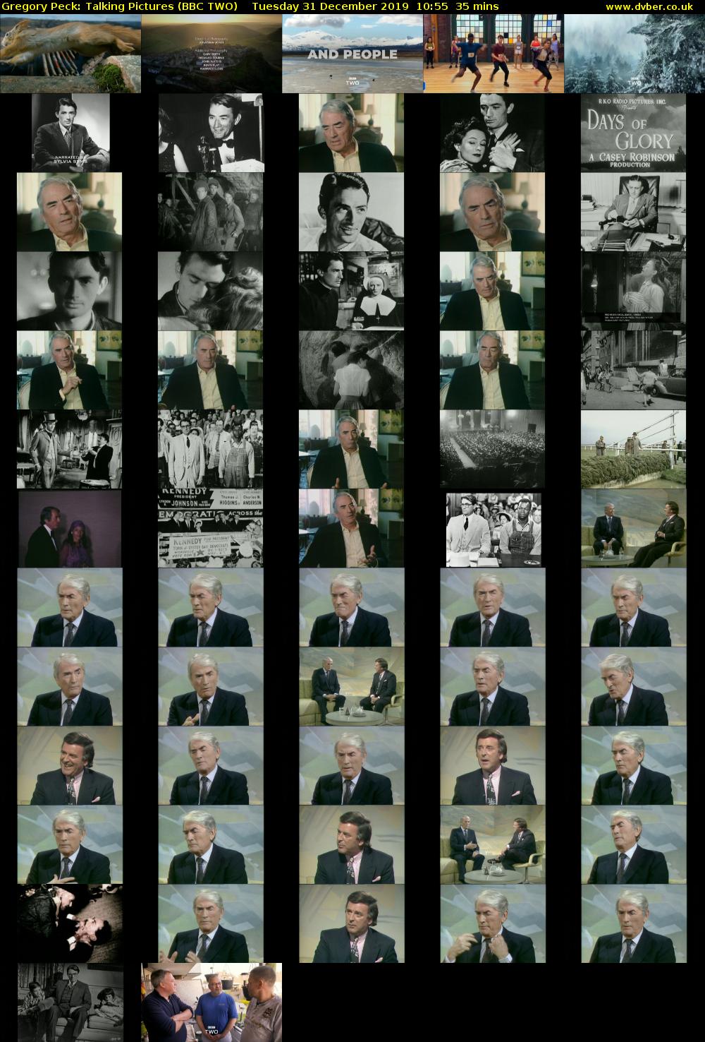 Gregory Peck: Talking Pictures (BBC TWO) Tuesday 31 December 2019 10:55 - 11:30