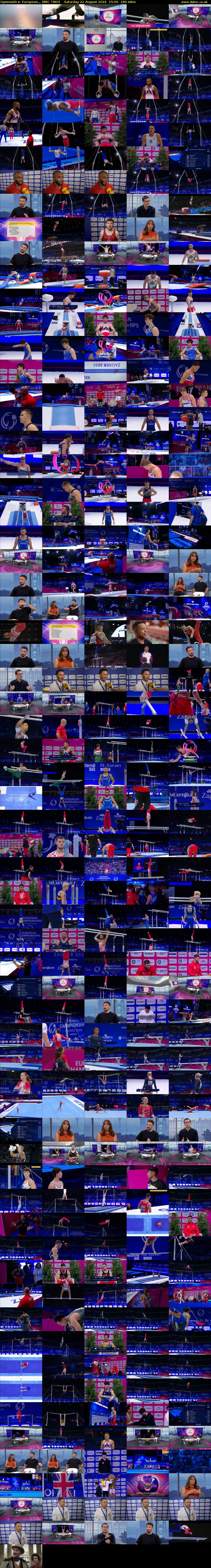 Gymnastics: European... (BBC TWO) Saturday 22 August 2026 15:00 - 18:00