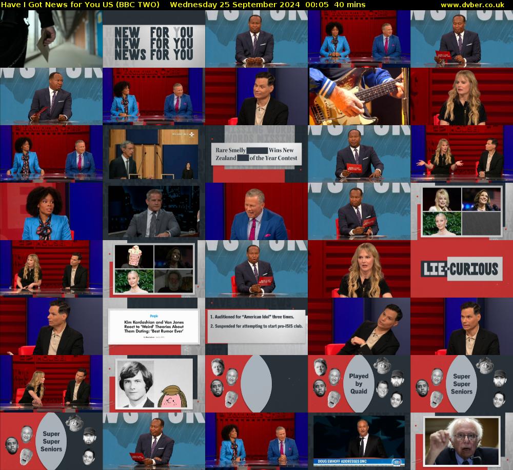 Have I Got News For You US (BBC TWO) Wednesday 25 September 2024 00:05 - 00:45