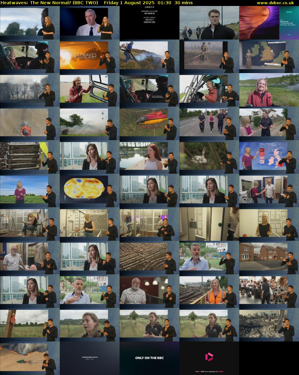 Heatwaves: The New Normal? (BBC TWO) Friday 1 August 2025 01:30 - 02:00