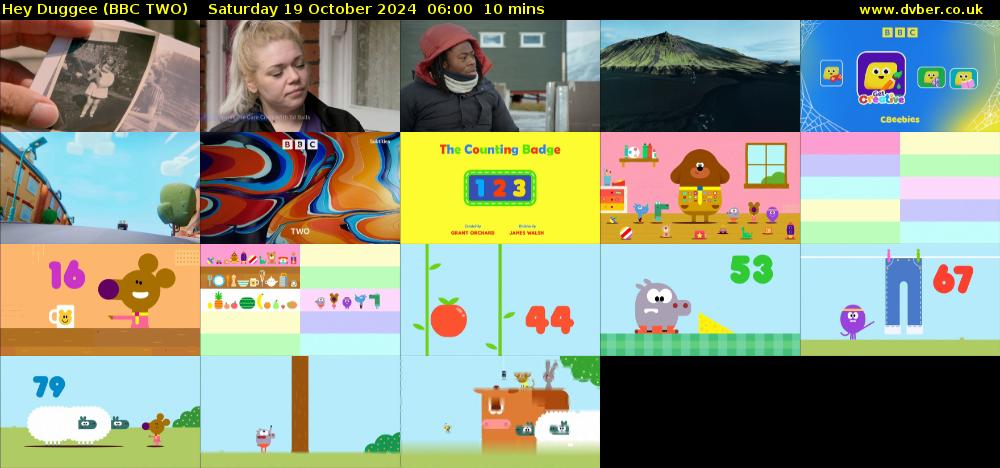 Hey Duggee (BBC TWO) Saturday 19 October 2024 06:00 - 06:10