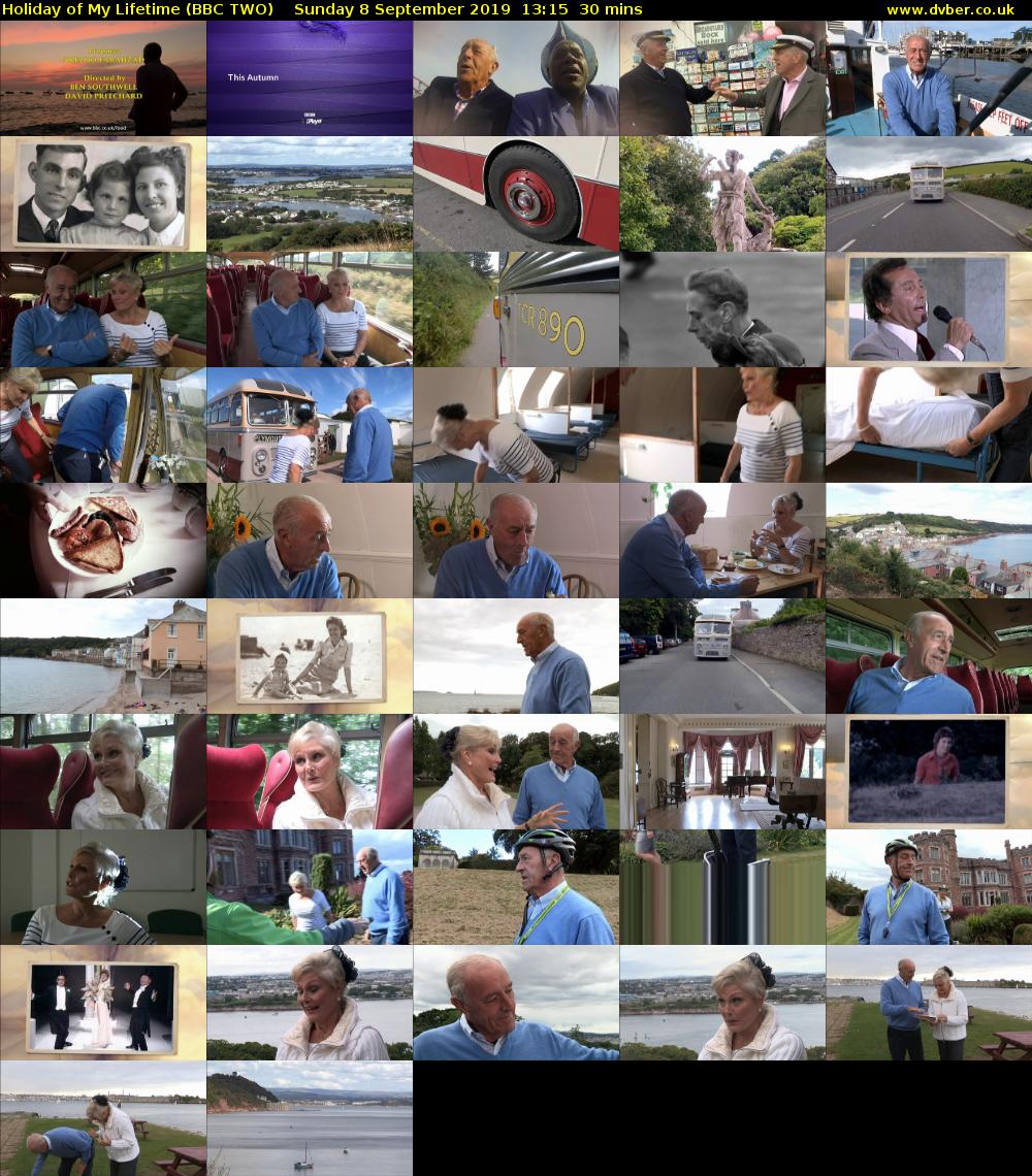 Holiday of My Lifetime (BBC TWO) Sunday 8 September 2019 13:15 - 13:45