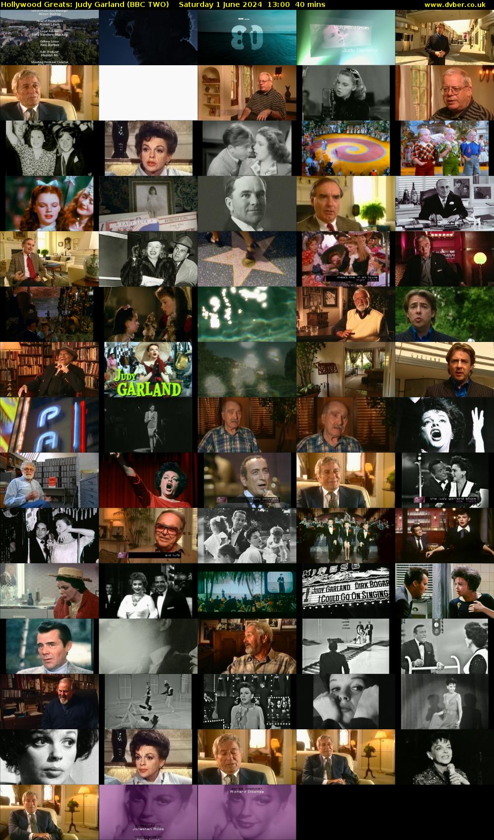Hollywood Greats: Judy Garland (BBC TWO) Saturday 1 June 2024 13:00 - 13:40