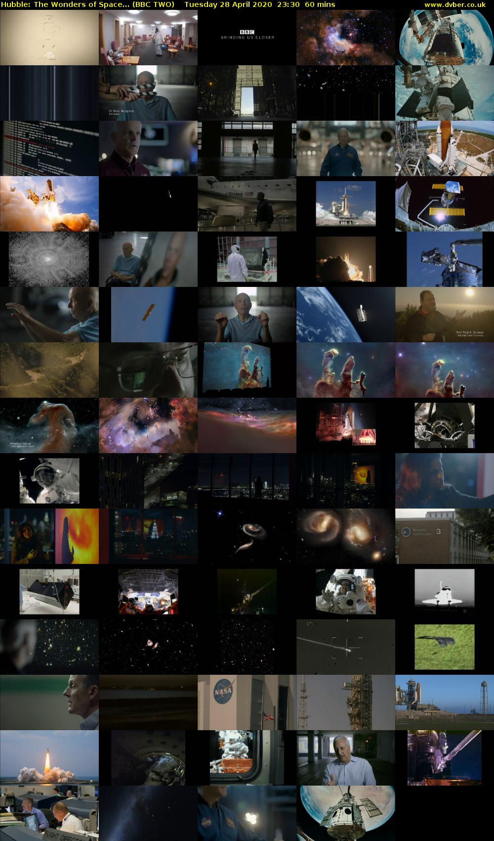 Hubble: The Wonders of Space... (BBC TWO) Tuesday 28 April 2020 23:30 - 00:30
