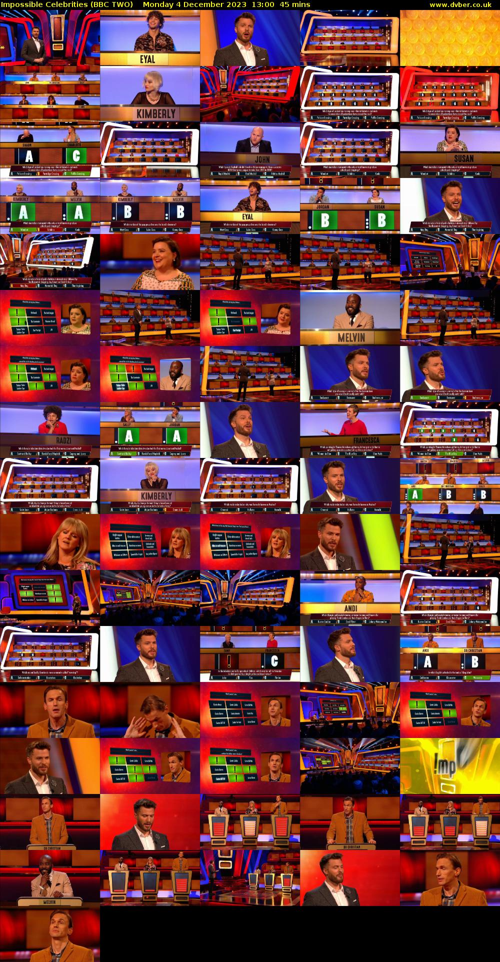 Impossible Celebrities (BBC TWO) Monday 4 December 2023 13:00 - 13:45
