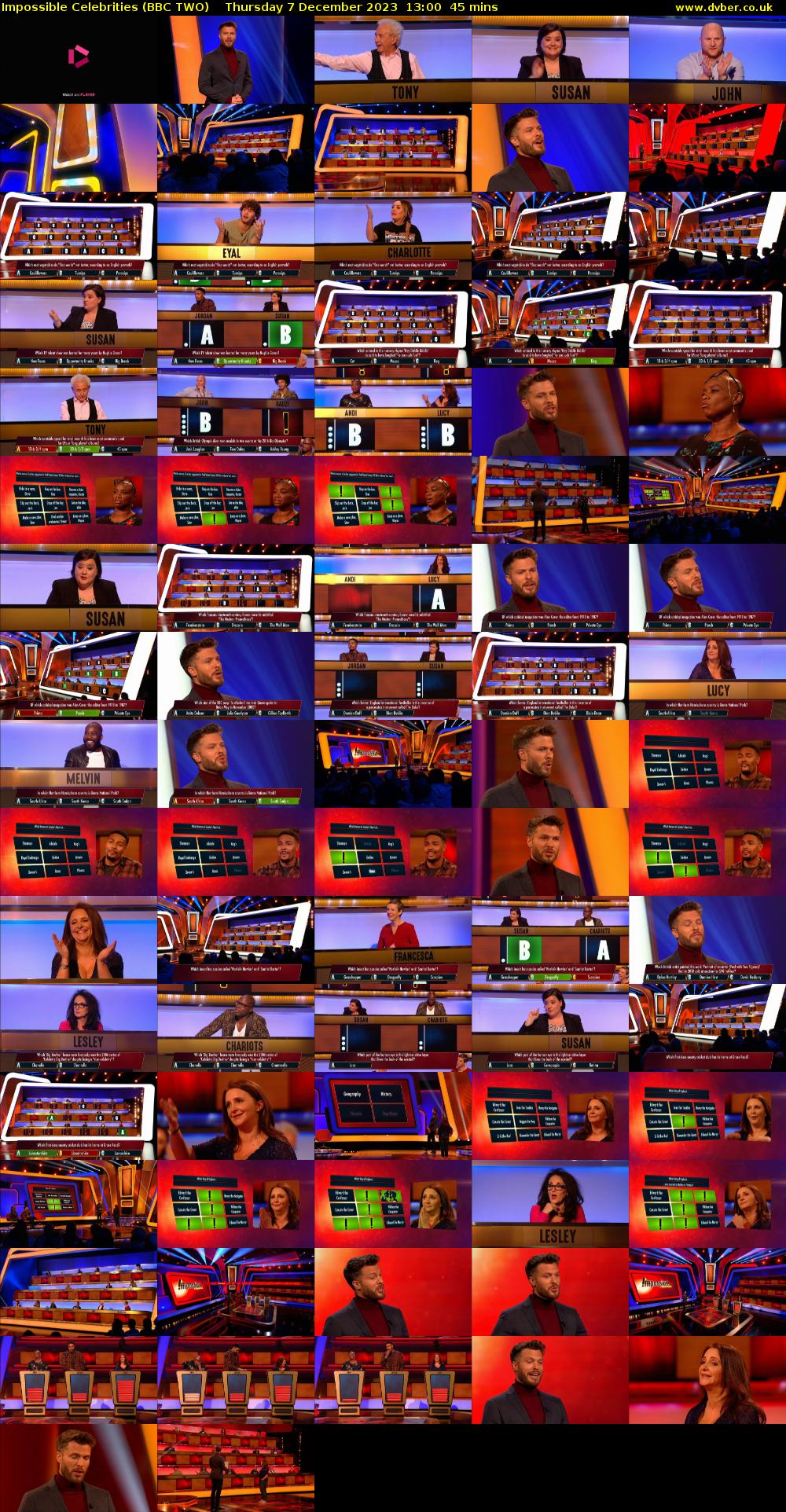 Impossible Celebrities (BBC TWO) Thursday 7 December 2023 13:00 - 13:45