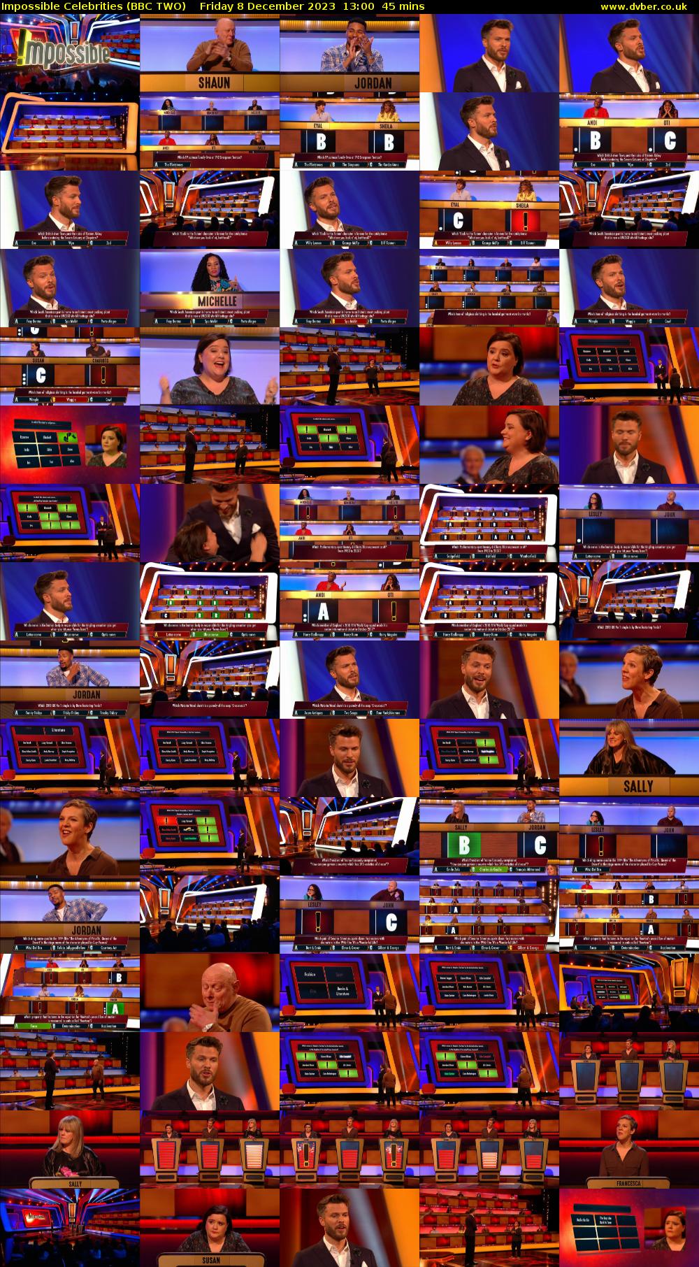 Impossible Celebrities (BBC TWO) Friday 8 December 2023 13:00 - 13:45