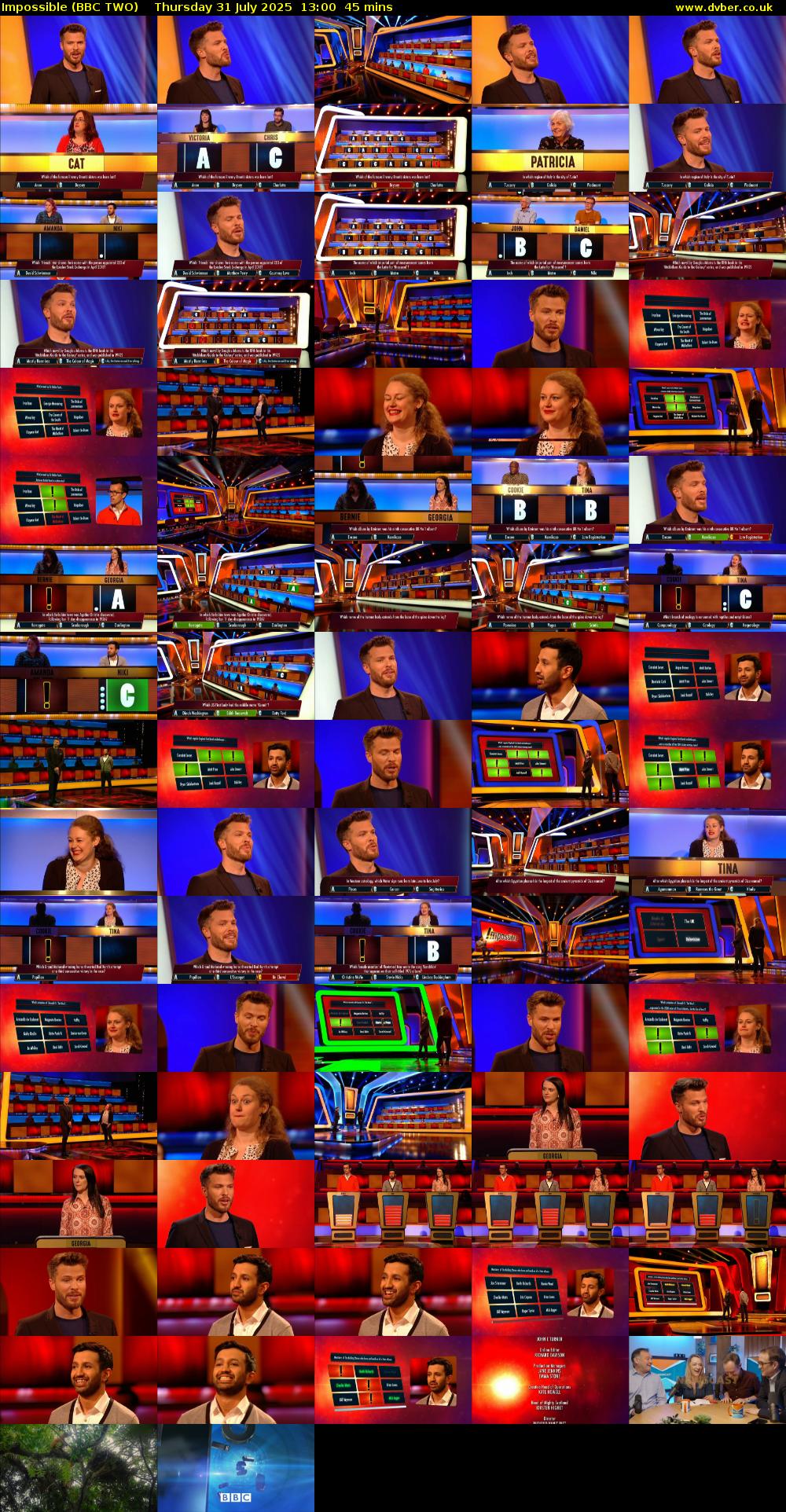 Impossible (BBC TWO) Thursday 31 July 2025 13:00 - 13:45
