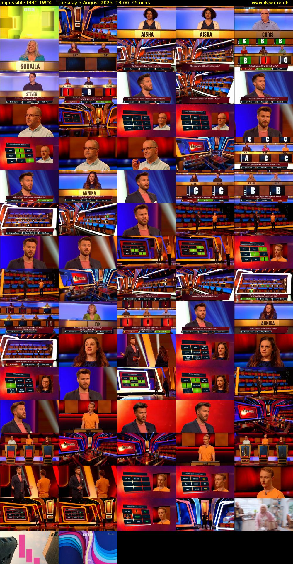 Impossible (BBC TWO) Tuesday 5 August 2025 13:00 - 13:45