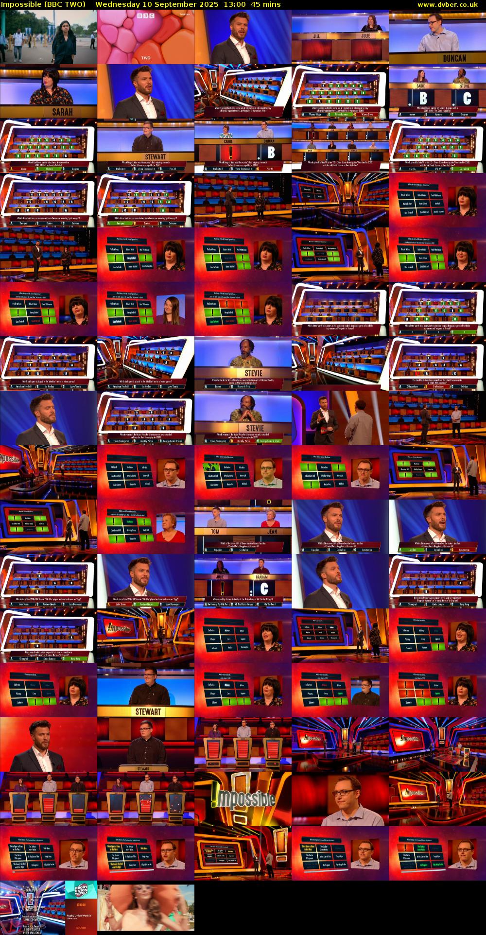 Impossible (BBC TWO) Wednesday 10 September 2025 13:00 - 13:45