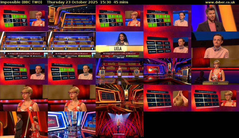 Impossible (BBC TWO) Thursday 23 October 2025 15:30 - 16:15