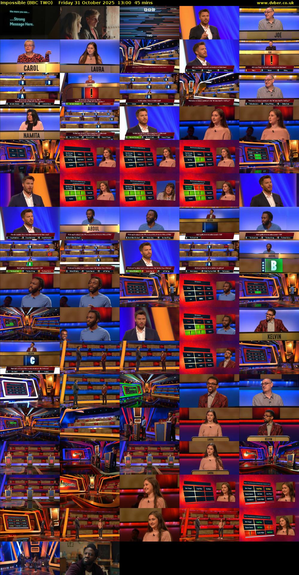 Impossible (BBC TWO) Friday 31 October 2025 13:00 - 13:45