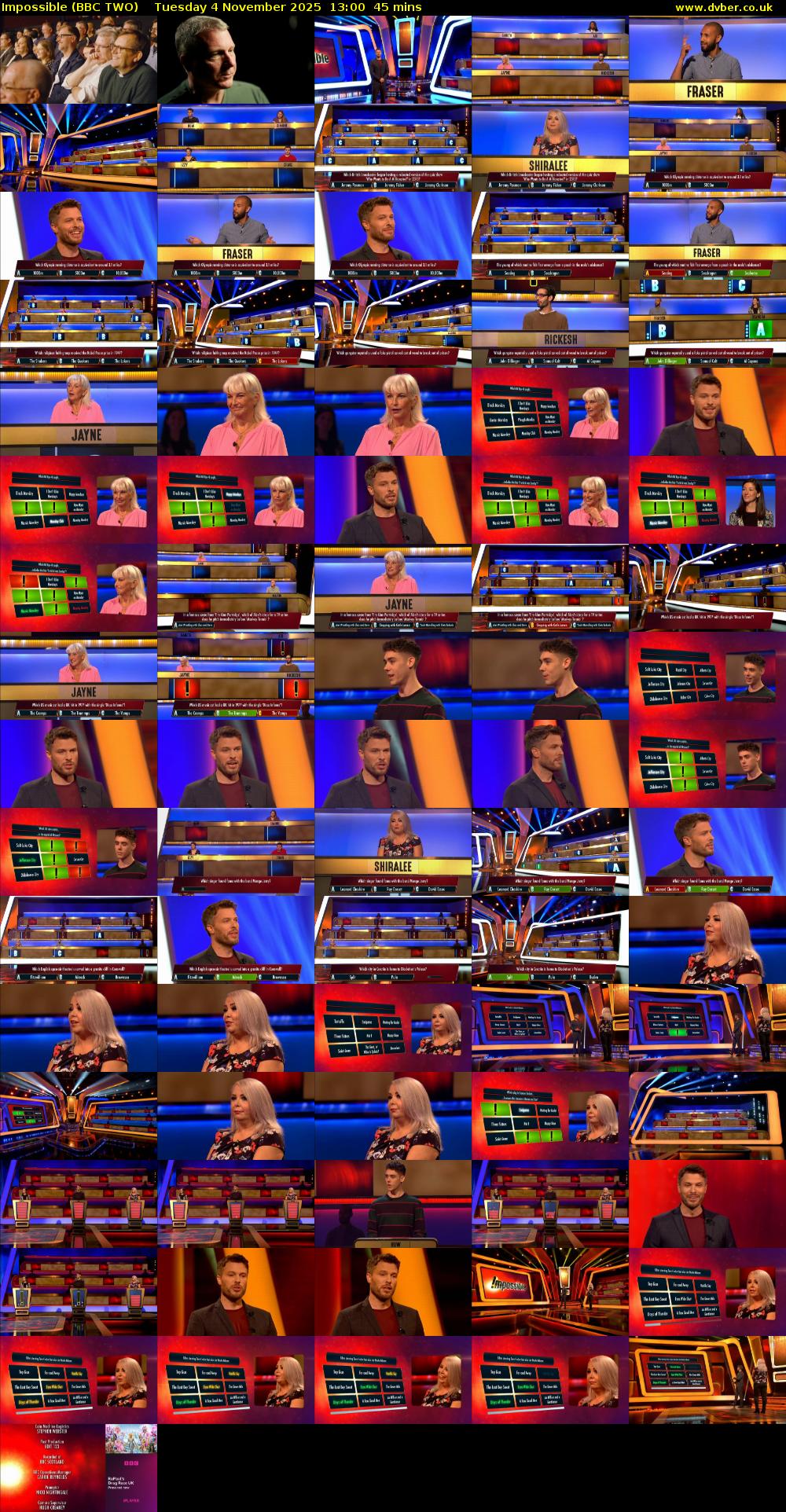 Impossible (BBC TWO) Tuesday 4 November 2025 13:00 - 13:45
