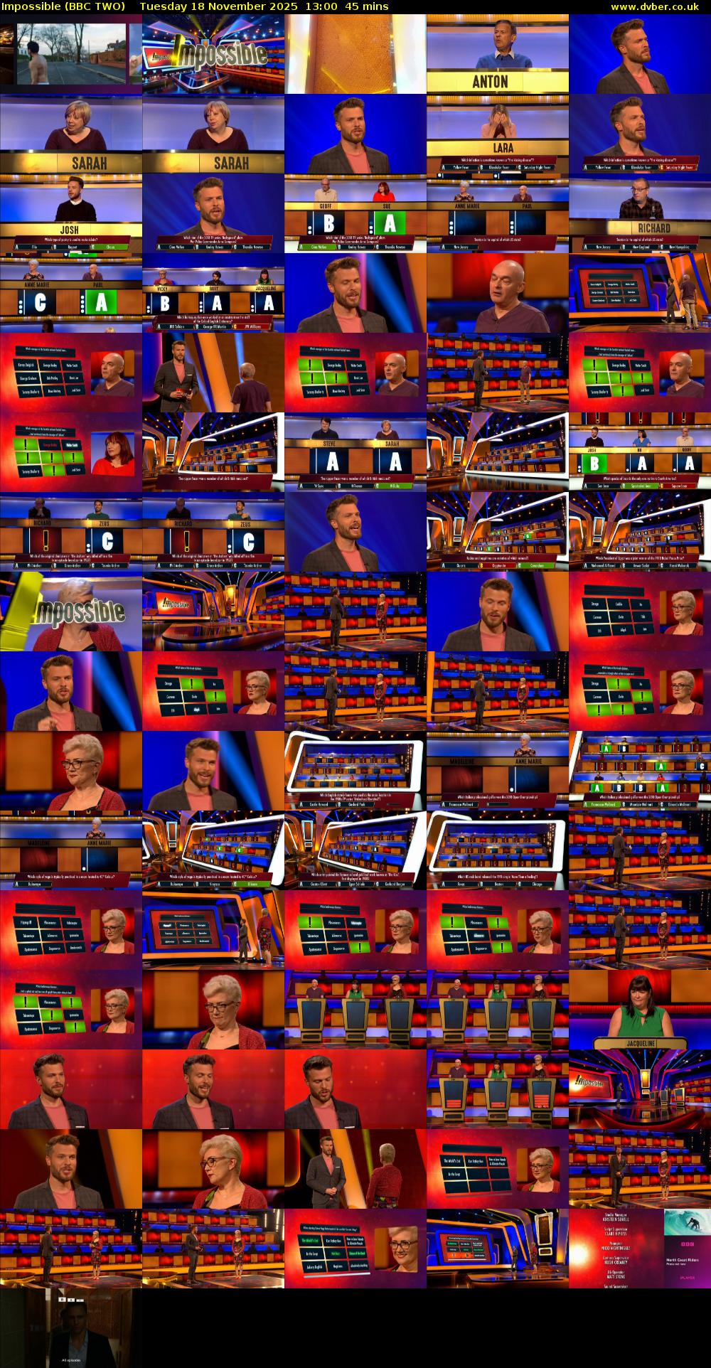 Impossible (BBC TWO) Tuesday 18 November 2025 13:00 - 13:45