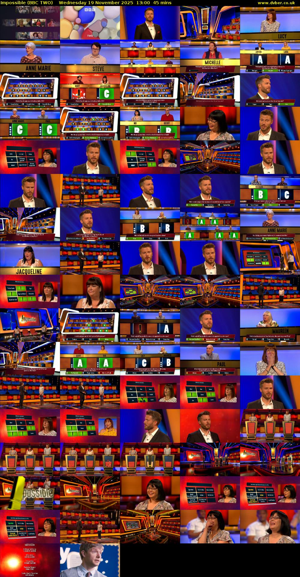 Impossible (BBC TWO) Wednesday 19 November 2025 13:00 - 13:45