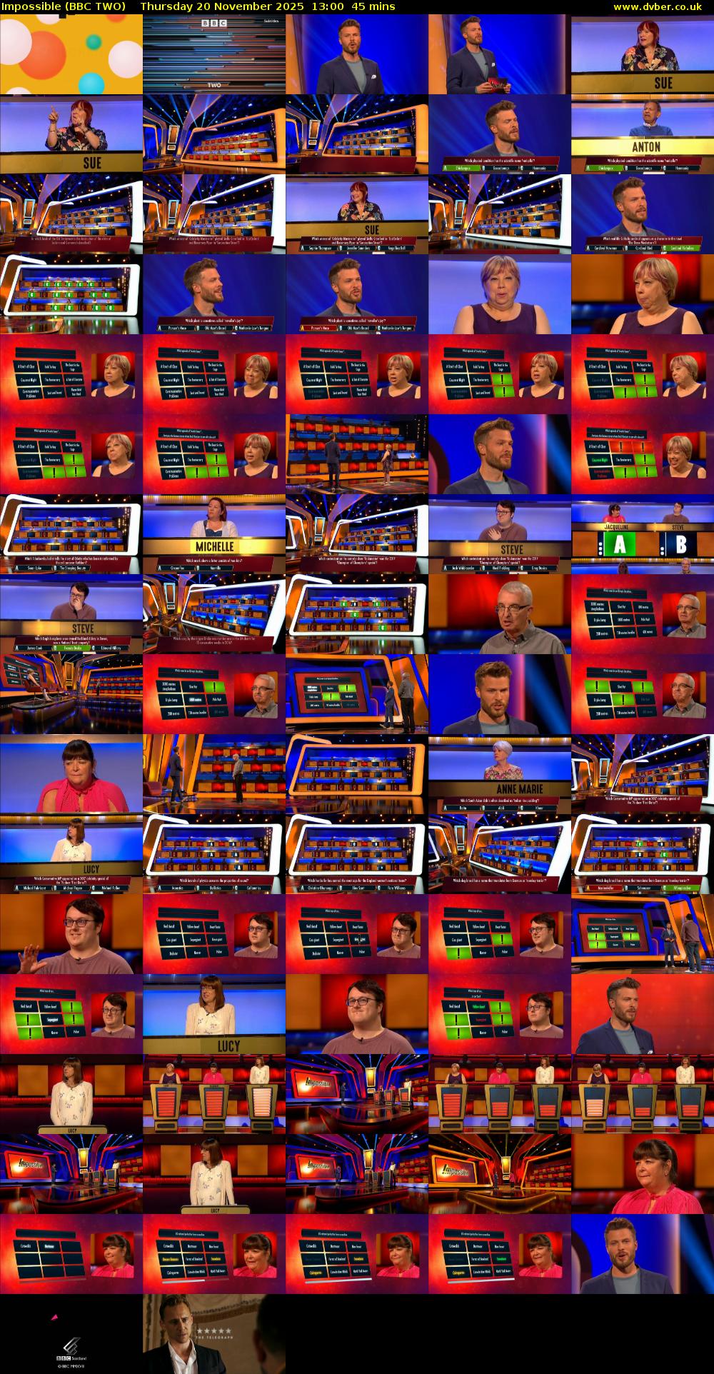 Impossible (BBC TWO) Thursday 20 November 2025 13:00 - 13:45